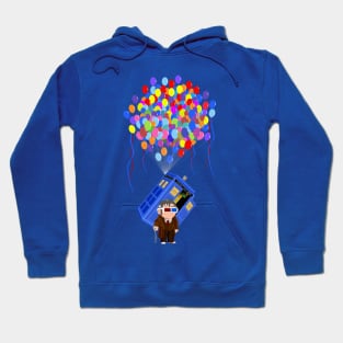 Old 10th Doctor with Flying Baloons blue phone box Hoodie